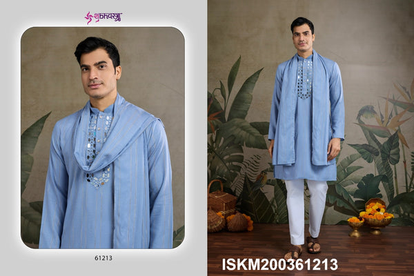Men's Embroidered Viscose Kurta With Dupatta-ISKM200361211/61212/61213/61214