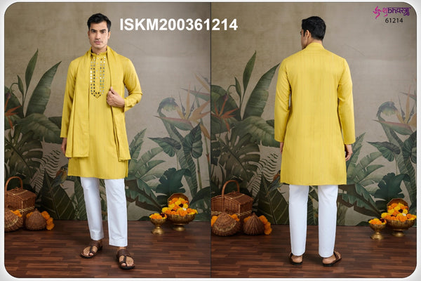 Men's Embroidered Viscose Kurta With Dupatta-ISKM200361211/61212/61213/61214