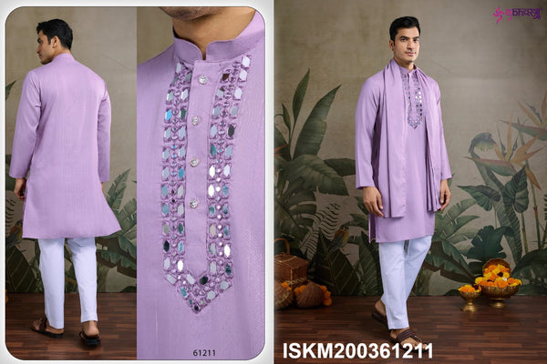 Men's Embroidered Viscose Kurta With Dupatta-ISKM200361211/61212/61213/61214