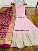 Embroidered Georgette Gown With Banarasi Silk Dupatta-ISKWGN1803K1489