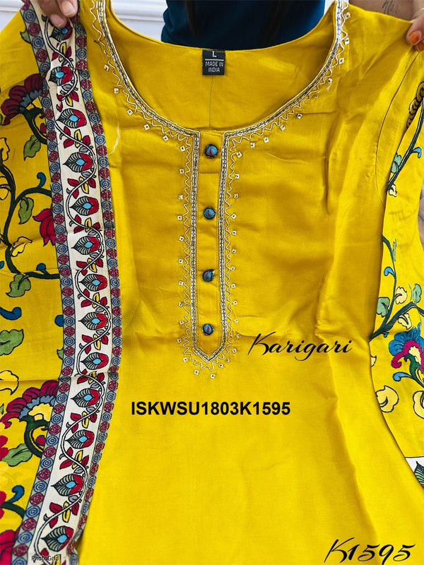 Digital Printed Silk Kurti With Pant And Dupatta-ISKWSU1803K1595