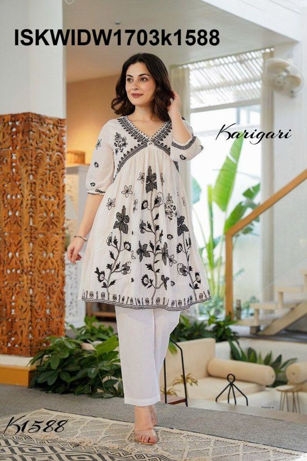 Embroidered Cotton Co-Ord Set-ISKWIDW1703k1588