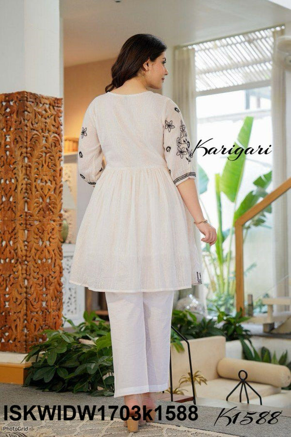 Embroidered Cotton Co-Ord Set-ISKWIDW1703k1588