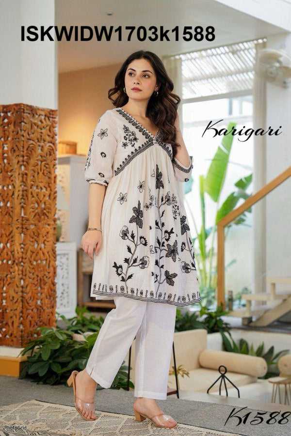Embroidered Cotton Co-Ord Set-ISKWIDW1703k1588