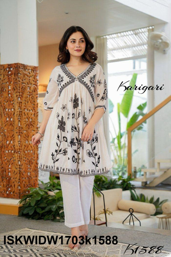 Embroidered Cotton Co-Ord Set-ISKWIDW1703k1588