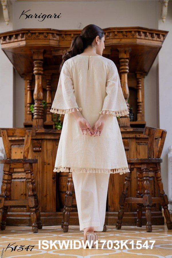 Embroidered Cotton Top With Pant-ISKWIDW1703K1547