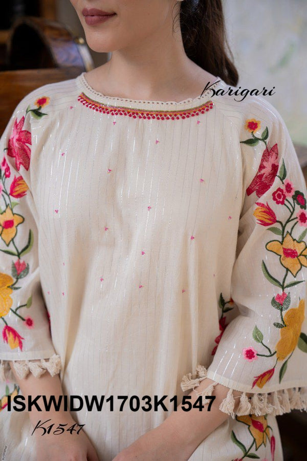 Embroidered Cotton Top With Pant-ISKWIDW1703K1547