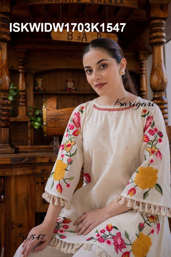 Embroidered Cotton Top With Pant-ISKWIDW1703K1547