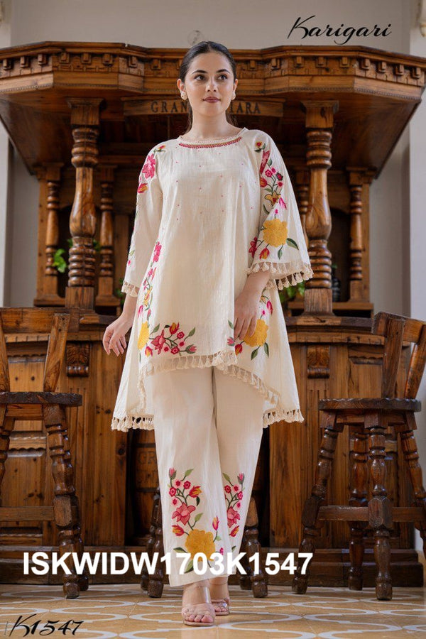 Embroidered Cotton Top With Pant-ISKWIDW1703K1547