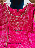 Bandhani Printed Gaji Silk Kurti With Pant And Dupatta-ISKWSU1703k1579
