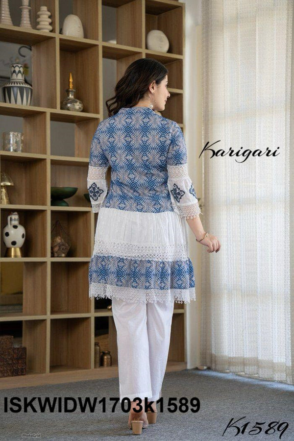 Printed Cotton Flared Top With Pant-ISKWIDW1703k1589