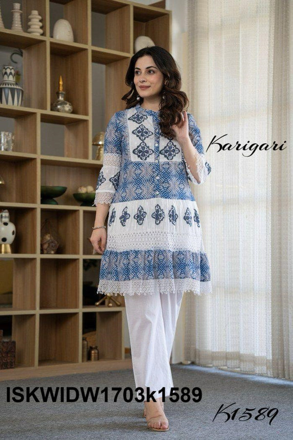 Printed Cotton Flared Top With Pant-ISKWIDW1703k1589