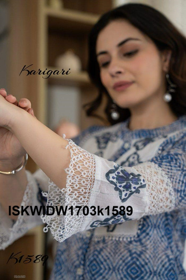 Printed Cotton Flared Top With Pant-ISKWIDW1703k1589