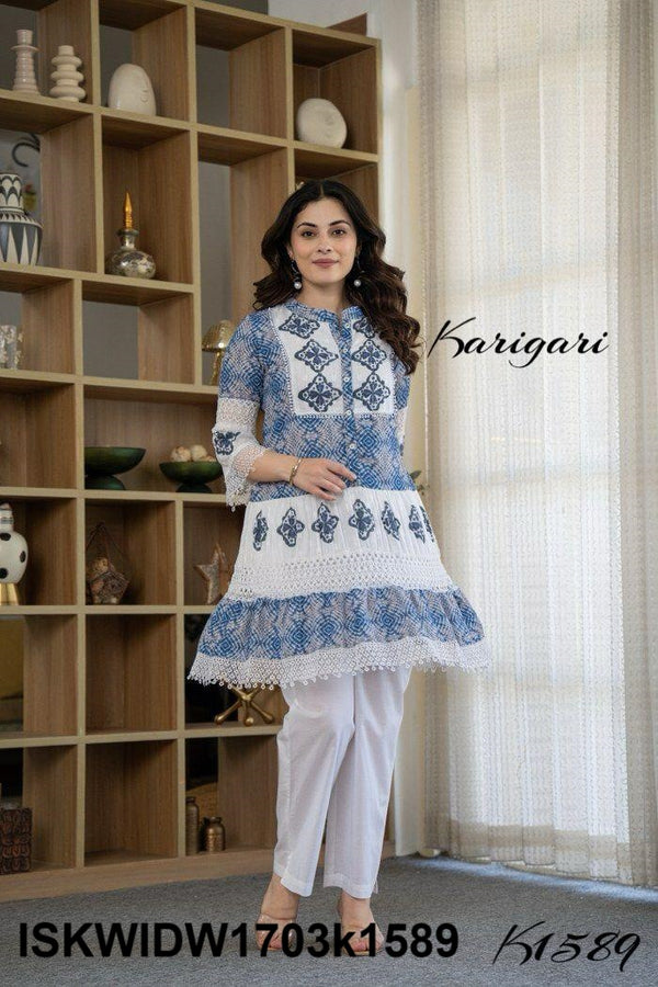 Printed Cotton Flared Top With Pant-ISKWIDW1703k1589