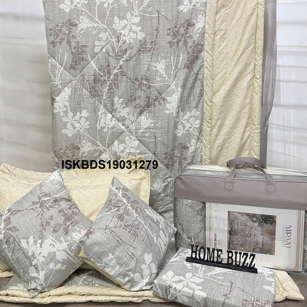 Cotton Bedsheet With Pillow Cover And Cushions Set-ISKBDS19031279