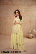 Embroidered Chinon Kurti With Sharara And Dupatta-ISKWSH18037518