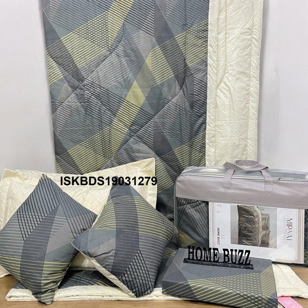 Cotton Bedsheet With Pillow Cover And Cushions Set-ISKBDS19031279