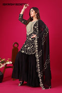 Embroidered Georgette Kurti With Sharara And Dupatta-ISKWSH18036711