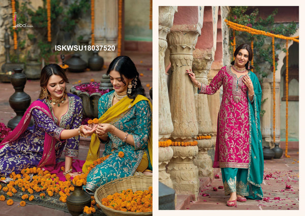 Embroidered Chinon Kurti With Pant And Dupatta-ISKWSU18037520
