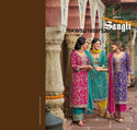 Embroidered Chinon Kurti With Pant And Dupatta-ISKWSU18037520