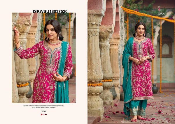 Embroidered Chinon Kurti With Pant And Dupatta-ISKWSU18037520