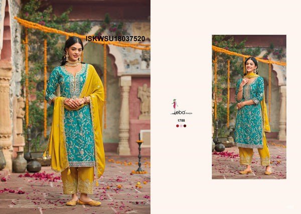 Embroidered Chinon Kurti With Pant And Dupatta-ISKWSU18037520