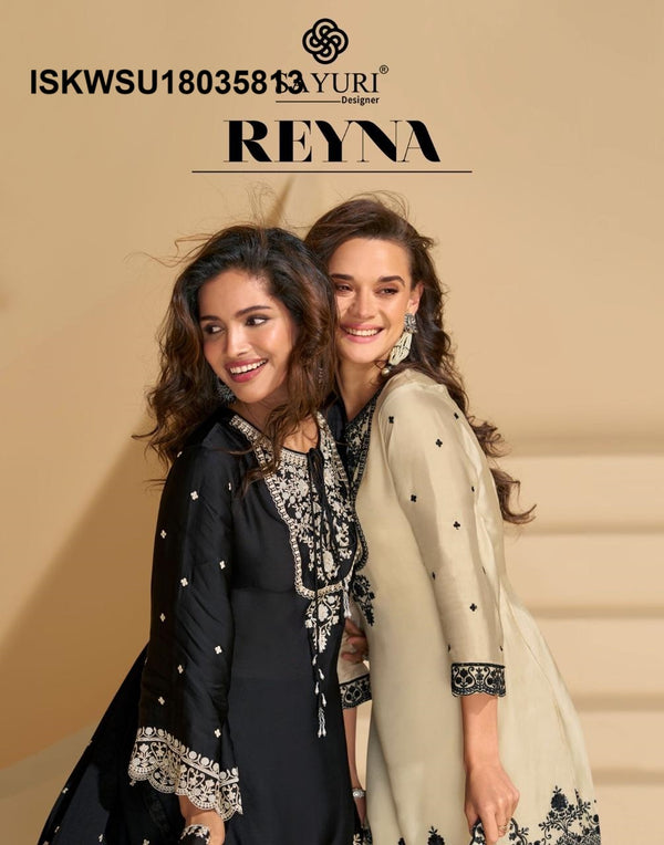 Embroidered Chinon Silk Kurti With Pant And Dupatta-ISKWSU18035813