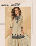 Embroidered Chinon Silk Kurti With Sharara And Dupatta-ISKWSH18035812