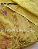 Embroidered Linen Cotton Kurti With Pant And Crushed Dupatta-ISKWSUSM240225Y