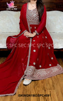 Embroidered Georgette Gown With Dupatta-ISKWGN1903SPC4591