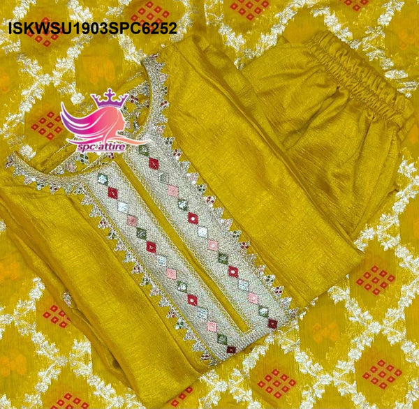 Sequined Cotton Silk Anarkali Kurti With Pant And Banarasi Weaving Dupatta-ISKWSU1903SPC6252