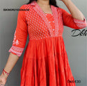 Block Printed Cotton Dress-ISKWDR2103Dk6429/Dk6430
