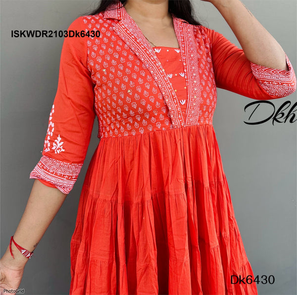 Block Printed Cotton Dress-ISKWDR2103Dk6429/Dk6430