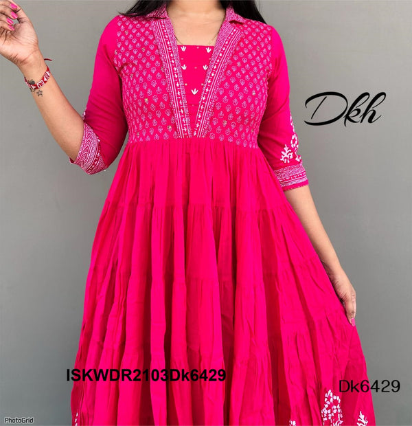 Block Printed Cotton Dress-ISKWDR2103Dk6429/Dk6430