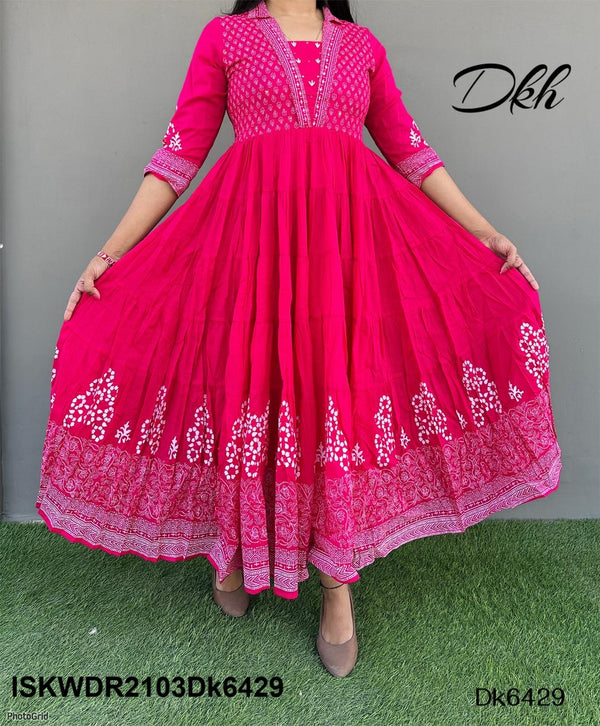 Block Printed Cotton Dress-ISKWDR2103Dk6429/Dk6430