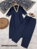 Embriodered Viscose Silk Kurti With Pant And Chinon Dupatta-ISKWSU21033422