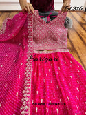 Embroidered Georgette Skirt And Crop Top And Dupatta-ISKWSKT2003k1376