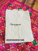 Embroidered Malmal Cotton Schiffli Gown With Printed Gaji Silk Dupatta-ISKWGN2003k1485