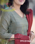 Handloom Weaved Cotton Silk Kurti With Pant And Dupatta-ISKWSU2003PPC/D1843