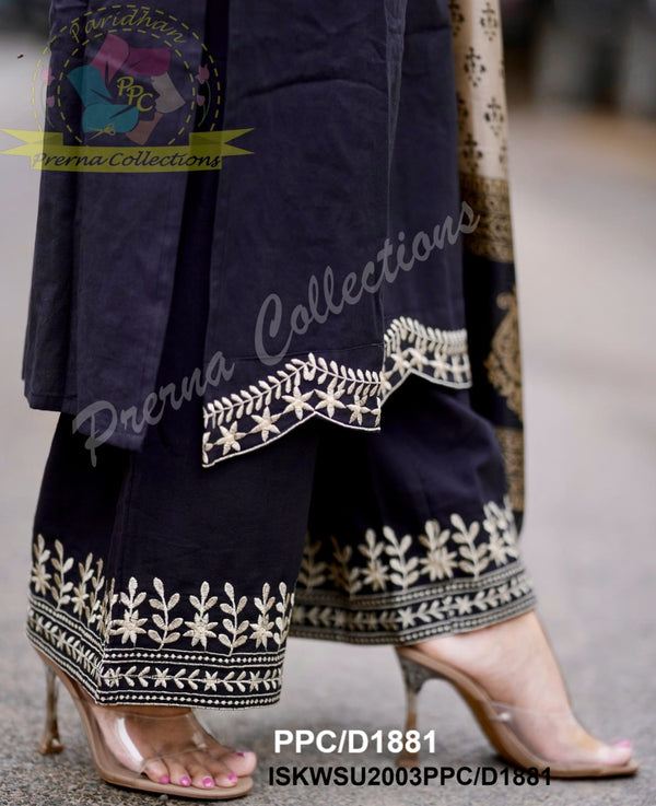 Handloom Khadi Kurti With Palazzo And Digital Printed Khadi Silk Dupatta-ISKWSU2003PPC/D1881