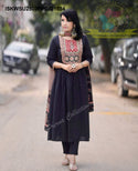 Cotton Kurti With Pant And Ajrakh Printed Malmal Dupatta-ISKWSU2503PPC/D1884
