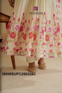 Floral Printed Malmal Cotton Anarkali Kurti With Pant And Dupatta-ISKWSUFC250325P/FC250325C
