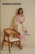 Floral Printed Malmal Cotton Anarkali Kurti With Pant And Dupatta-ISKWSUFC250325P/FC250325C