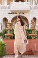 Embroidered Malmal Chanderi Flared Kurti With Silk Pant And Dupatta-ISKWSUFC110325C