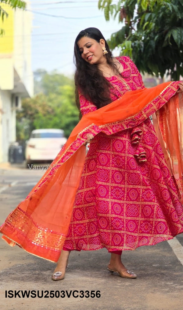 Ghatchola Kota Doriya Anarkali Kurti With Cotton Pant And Doriya Dupatta-ISKWSU2503VC3356