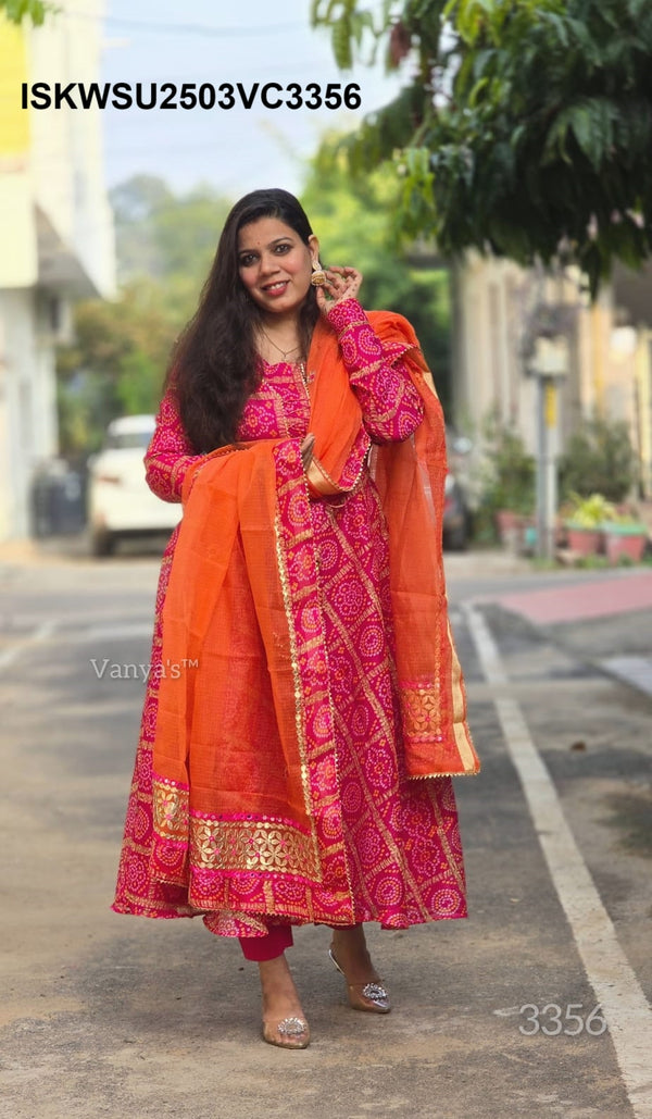 Ghatchola Kota Doriya Anarkali Kurti With Cotton Pant And Doriya Dupatta-ISKWSU2503VC3356