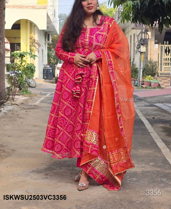 Ghatchola Kota Doriya Anarkali Kurti With Cotton Pant And Doriya Dupatta-ISKWSU2503VC3356