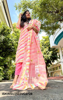 Hand Block Lehariya Printed Kota Doriya Kurti With Cotton pant And Doriya Dupatta-ISKWSU2503VC2728/2727/2743