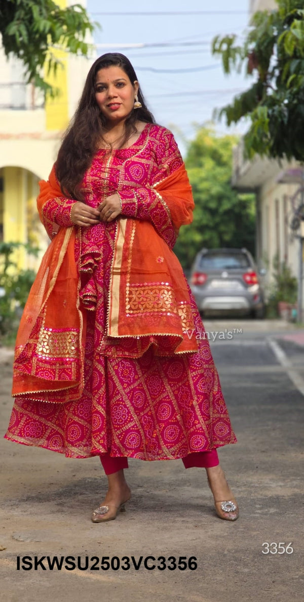 Ghatchola Kota Doriya Anarkali Kurti With Cotton Pant And Doriya Dupatta-ISKWSU2503VC3356