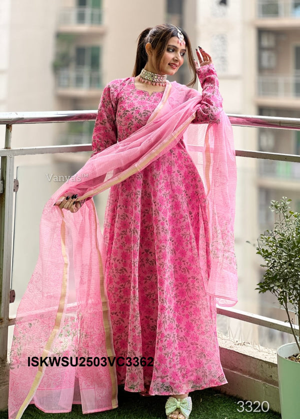 Hand Block Printed Kota Doriya Kurti With Cotton Pant And Doriya Dupatta-ISKWSU2503VC3362